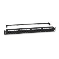 Патч-панель 19" (1U), 24 порта RJ-45, категория 5e, Dual IDC, с задним кабельным организатором Cabeus PL2-24-Cat.5e-Dual