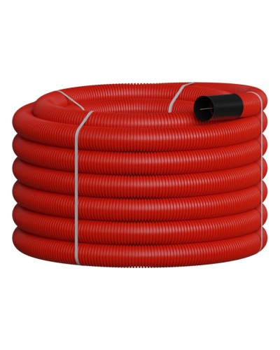 NR110 Двустенная труб.а ПНД гибкая, тип 450, SN12, с зондом, D110мм (20м) цвет красный Экопласт 801110-20 в Ижевске Гладкая труба Pintop.ru