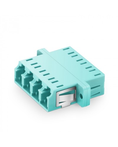 Оптический адаптер OM3, квадро LC, с фланцами, бирюзовый Eurolan (36A-30-4L-02AQ) в Ижевске Проходные адаптеры и розетки оптические Pintop.ru