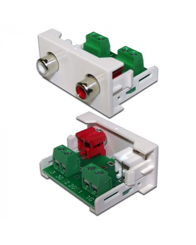 Вставка Mosaic 22.5x45 2xRCA Stereo Audio, белая LANMASTER (LAN-WA-LP-2RCA-WH) в Ижевске Коннекторы и разъемы Pintop.ru