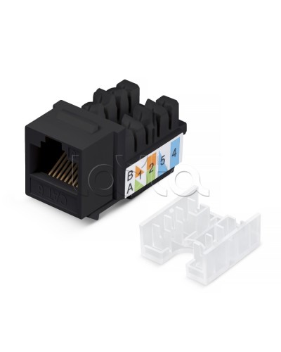 Вставка Keystone Jack RJ-45, категория 6, заделка тип 110, черная, со стяжкой Cabeus KJ-RJ45-Cat.6-90-SW-BK в Ижевске Модули Keystone Pintop.ru