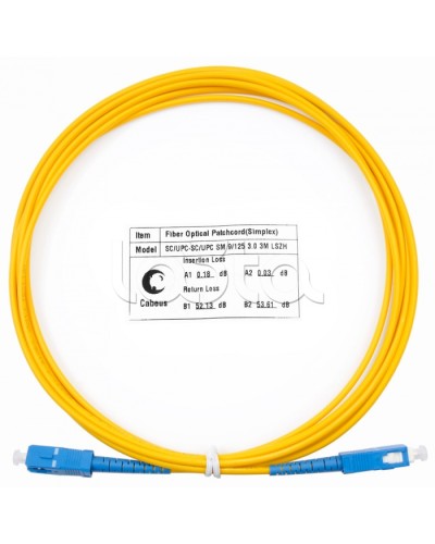 Патч-корд волоконно-оптический (шнур) SM 9/125 simplex SC-SC LSZH (3м) Cabeus FOP(s)-9-SC-SC-3m в Ижевске Патч-корды оптические Pintop.ru
