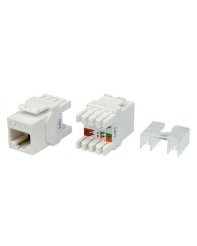 Вставка Keystone Jack RJ-45(8P8C) Hyperline KJ8-8P8C-C6-180-WH в Ижевске Модули Keystone Pintop.ru