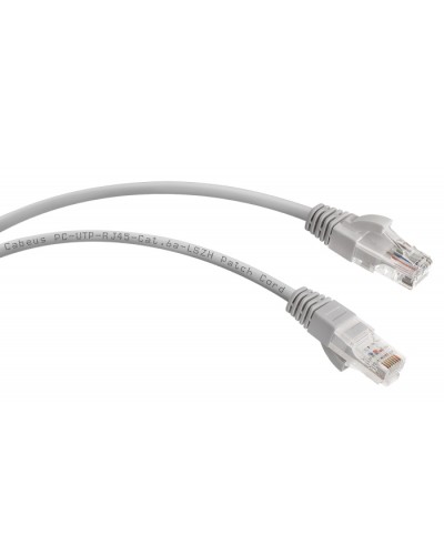 Патч-корд UTP, категория 6a, 10G, неэкранированный, LSZH, 10 м, серый Cabeus PC-UTP-RJ45-Cat.6a-10m-LSZH в Ижевске Патчкорды (медные) Pintop.ru