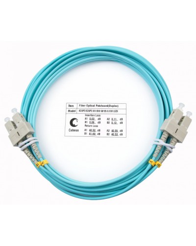 Шнур оптический duplex SC-SC 50/125 mm OM3 7м LSZH Cabeus FOP-50-SC-SC-7m в Ижевске Патч-корды и пигтейлы Pintop.ru