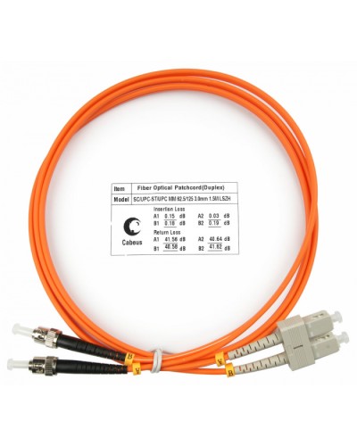 Шнур оптический duplex SC-ST 62,5/125 mm 1,5м LSZH Cabeus FOP-62-SC-ST-1,5m в Ижевске Патч-корды оптические Pintop.ru