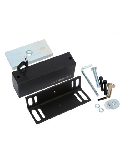 Электромагнитный влагозащищенный замок AccordTec ML-300П с уголком, цвет черный в Ижевске Электромагнитные замки Pintop.ru