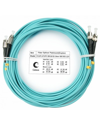 Шнур оптический duplex FC-ST 50/125 mm OM3 15м LSZH Cabeus FOP-50-FC-ST-15m в Ижевске Патч-корды и пигтейлы Pintop.ru