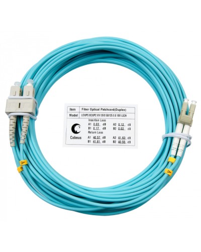Шнур оптический duplex LC-SC 50/125 mm OM3 20м LSZH Cabeus FOP-50-LC-SC-20m в Ижевске Патч-корды и пигтейлы Pintop.ru
