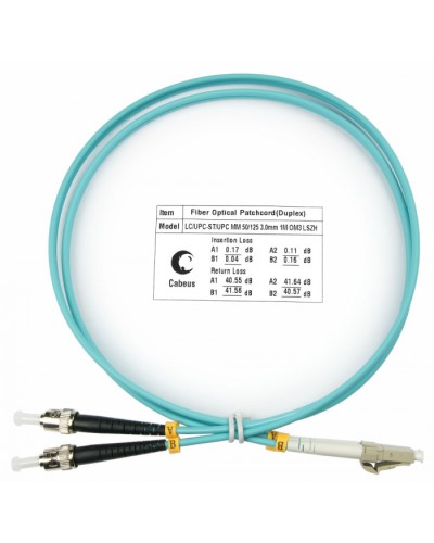 Шнур оптический duplex LC-ST 50/125 MM OM3 1 м LSZH Cabeus FOP-50-LC-ST-1M в Ижевске Патч-корды и пигтейлы Pintop.ru