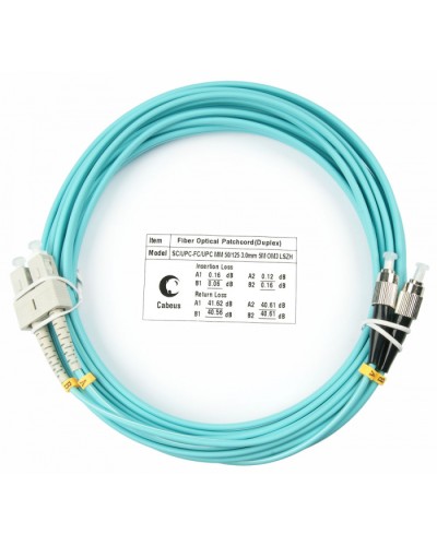 Шнур оптический duplex SC-FC 50/125 mm OM3 10м LSZH Cabeus FOP-50-SC-FC-10m в Ижевске Патч-корды и пигтейлы Pintop.ru