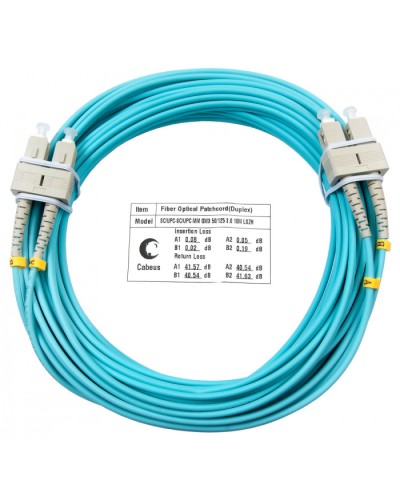 Шнур оптический duplex SC-SC 50/125 mm OM3 10м LSZH Cabeus FOP-50-SC-SC-10m в Ижевске Патч-корды и пигтейлы Pintop.ru