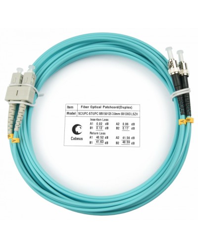 Шнур оптический duplex SC-ST 50/125 mm OM3 5м LSZH Cabeus FOP-50-SC-ST-5m в Ижевске Патч-корды и пигтейлы Pintop.ru