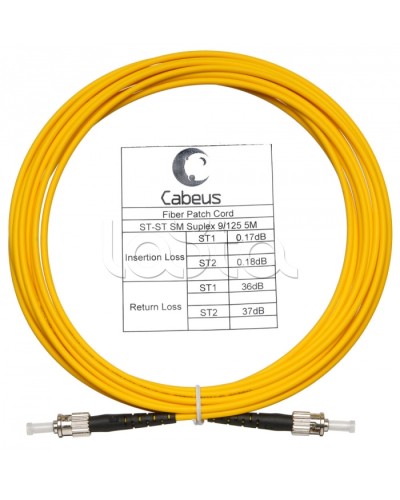 Шнур оптический simplex ST-ST 9/125 sm 5м LSZH Cabeus FOP(s)-9-ST-ST-5m в Ижевске Патч-корды оптические Pintop.ru