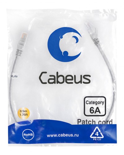 Шнур коммутационный 2xRJ-45/8P8C U/UTP кат.6 (0,5 м) Cabeus PC-UTP-RJ45-Cat.6a-0.5m-LSZH в Ижевске Патчкорды (медные) Pintop.ru