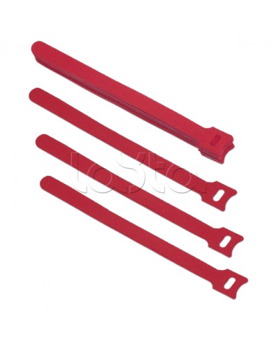 Хомут для кабеля, липучка с мягкой застежкой, 180x14 мм, красный (10 шт.) Cabeus CLAMP-180-RD в Ижевске Стяжки-хомуты Pintop.ru