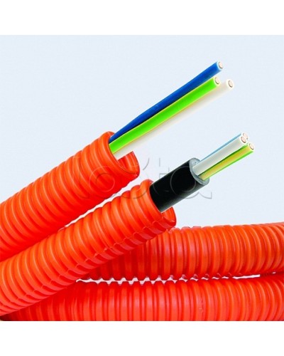 Электротруба ПНД гибкая гофр. д.20мм, цвет оранжевый, с кабелем ВВГнг(А)-LS 3х2,5мм² РЭК ГОСТ+,100м DKC 7S920100 в Ижевске Труба гофрированная Pintop.ru