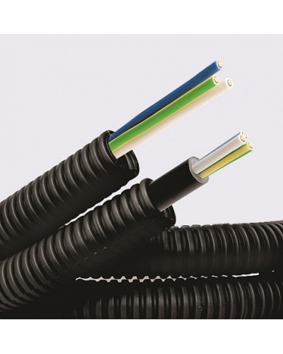 Электротруба ПНД гибкая гофр. д.20мм, цвет черный, с кабелем ВВГнг(А)-LS 3х2,5мм² РЭК ГОСТ+, 100м DKC 7S720100 в Ижевске Труба гофрированная Pintop.ru