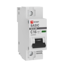 Автоматический выключатель 1P 16А (C) 10kA ВА 47-100 EKF Basic (mcb47100-1-16C-bas)