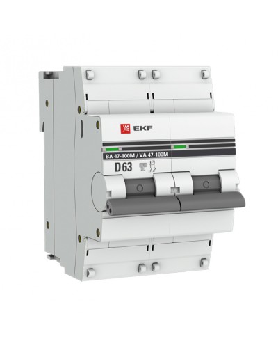 Автоматический выключатель 2P 63А (D) 10kA ВА 47-100M без теплового расцепителя EKF (mcb47100m-2-63D-pro) в Ижевске Электротехническое оборудование Pintop.ru