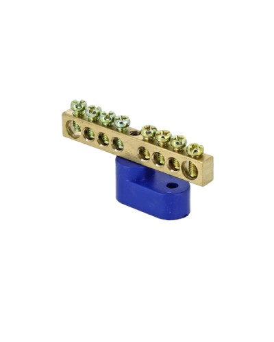 Шина 0 N (6х9мм) 8 отверстий латунь синий угловой изолятор EKF PROxima (sn0-63-08-1) в Ижевске Аксессуары для стоек и шкафов Pintop.ru