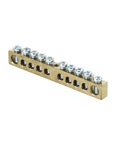 Шина PEN ноль-земля (6х9мм) 10 отверстий латунь крепеж по центру розничный стикер EKF PROxima (sn0-63-10-r) в Ижевске Аксессуары для стоек и шкафов Pintop.ru