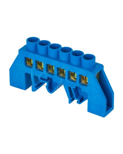 Шина 0 N (8х12мм) 6 отверстий латунь синий EKF (sn0-125-6-dn-r) в Ижевске Аксессуары для стоек и шкафов Pintop.ru