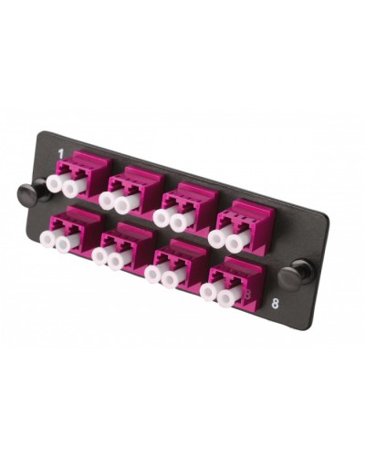 Комплект планка Q-SLOT с 8 адаптерами дуплекс LC OM4, монтажные шнуры, КДЗС Eurolan (38M-40-2L-08BL) в Ижевске Кроссы оптические Pintop.ru