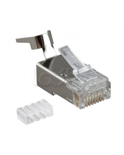 Разъем RJ-45(8P8C) под витую пару, категория 6A, экранированный, со вставкой Hyperline PLUG-8P8C-UV-C6A-SH-50 в Ижевске Коннекторы и разъемы Pintop.ru