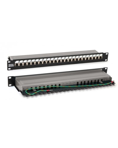 Патч-панель 19, 1U, 24 порта RJ-45 полн. экран., категория 6, Dual IDC, цвет черный Hyperline PP3-19-24-8P8C-C6-SH-110D в Ижевске Патч панель Pintop.ru