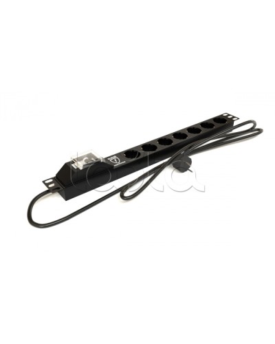 Блок розеток горизонтальный черн Hyperline (SHE19-7SH-BF-2.5EU) в Ижевске Блоки розеток Pintop.ru