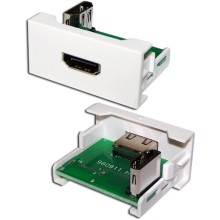 Вставка Mosaic 22.5x45 с адаптером HDMI 90 градусов, мама, белая LANMASTER (LAN-WA-LP-HD90F-WH)