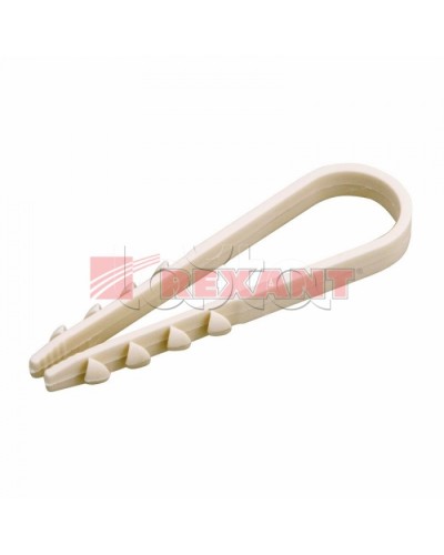 Дюбель-хомут 11-18, белый (100шт/уп) REXANT 07-4502 в Ижевске Стяжки-хомуты Pintop.ru