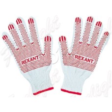 Перчатки Х/Б с покрытием ПВХ, 5 нитей, 48-50 гр. (10шт/уп) REXANT 09-0202-1