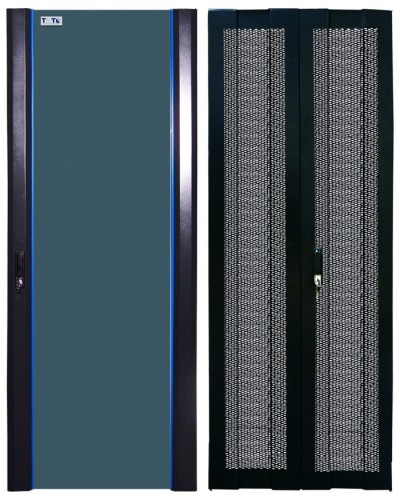 Комплект дверей 42U, 600 мм, черный, передняя - стекло, задняя - распашная перфорированна TWT TWT-CBB-DR42-6x-S-GP в Ижевске Аксессуары для стоек и шкафов Pintop.ru