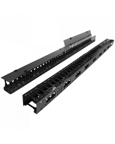Вертикальные органайзеры с пласт пальцами, глубина 112 мм, 42U, черные TWT (TWT-CBB-DVO-42U/S) в Ижевске Кабельные органайзеры Pintop.ru