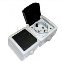 Экопласт EF602G Розетка двойная с з/к. 16A (сер.)