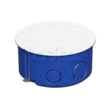 Коробка распред с крышкойдля г/к D100x50мм с металл. лапками, цвет синий IP30 (1шт) Экопласт (44668-1)