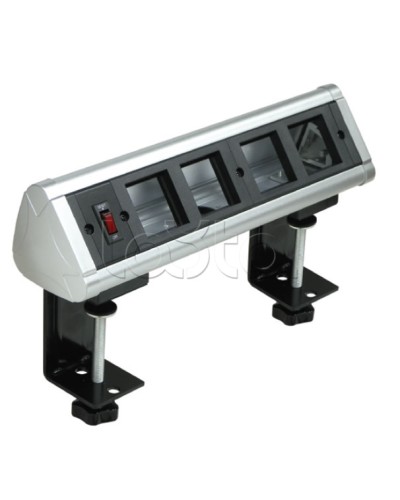 Блок настольный с выключателем нагрузки на 4 модуля (45х45мм) на струбцинах (алюминий) Экопласт 70314 в Ижевске Аксессуары для кабель-канала Pintop.ru