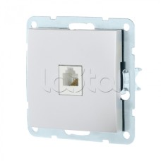 Розетка телефонная RJ-12 с накладкой (серебристый металлик) LK60 Экопласт (865503-1)
