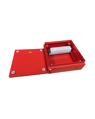 Коробка распределительная огнестойкая КРОПС, IP65, габаритные размеры 200х200х80 мм, для кабелей сечением до 10 мм2, 4 клеммы КМ-Профиль (FRJB-KM-ST6-10-04-КРОПС-IP65) в Ижевске Распределительные коробки Pintop.ru