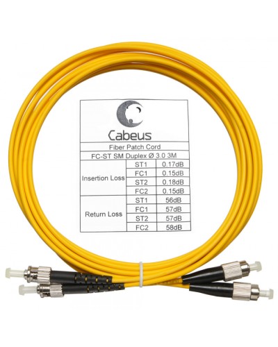 Шнур оптический duplex FC-ST 9/125 sm 3м LSZH Cabeus FOP(d)-9-FC-ST-3m в Ижевске Патч-корды оптические Pintop.ru