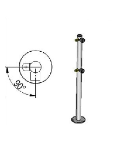 Стойка ограждения L-образная под поворотные створку и секцию 2 полупетли с крепежом, 2 муфты с крепежом справа Oxgard Стойка ограждения с 2-мя полупетлями L-образная права (ВЗР 1996.09.01) в Ижевске Ограждения Pintop.ru