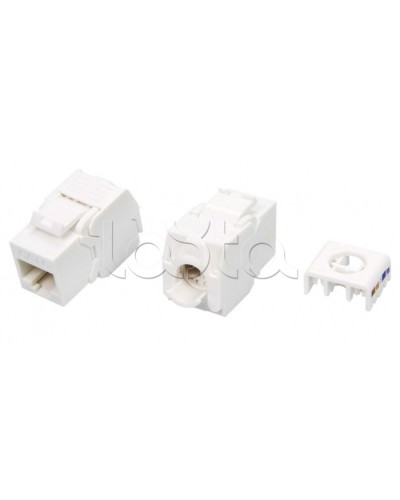 Вставка Keystone Jack RJ-45(8P8C) Hyperline KJ8-8P8C-C6-180-TLS-WH в Ижевске Модули Keystone Pintop.ru