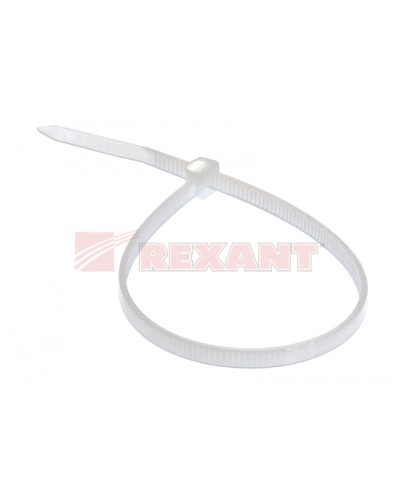 Хомут-стяжка нейлоновый 4х300 мм белый (100шт/уп) REXANT 07-0300 в Ижевске Стяжки-хомуты Pintop.ru