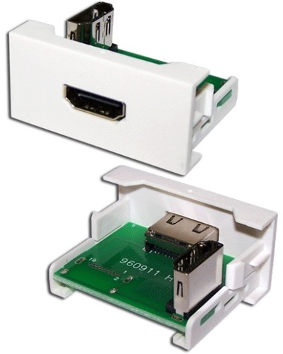 Вставка Mosaic 22.5x45 с адаптером HDMI 90 градусов, мама, белая LANMASTER (LAN-WA-LP-HD90F-WH) в Ижевске Коннекторы и разъемы Pintop.ru