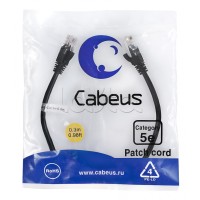 Патч-корд медный U/UTP кат.5е (0,3м) LSZH (черный) Cabeus (PC-UTP-RJ45-Cat.5e-0.3m-BK-LSZH)
