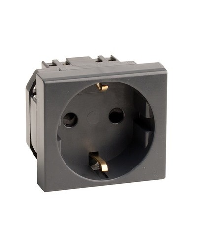 Розетка силовая 2Р+Е, со шторками, «Viva», 2 мод., цвет черный DKC (45205) в Ижевске Аксессуары для кабель-канала Pintop.ru