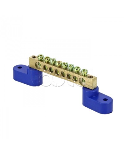 Шина 0 N (8х12мм) 8 отверстий латунь 2 синих угловых изолятора EKF PROxima (sn0-125-08-2) в Ижевске Крепежные изделия Pintop.ru