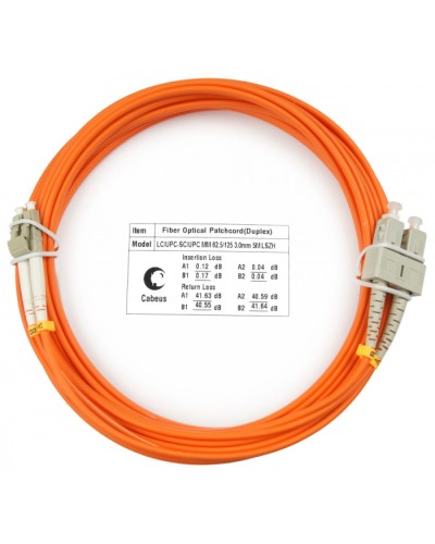 Шнур оптический duplex LC-SC 62,5/125 mm 5м LSZH Cabeus FOP-62-LC-SC-5m в Ижевске Патч-корды оптические Pintop.ru
